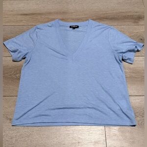Express Light Blue V-Neck Short Sleeve Tee